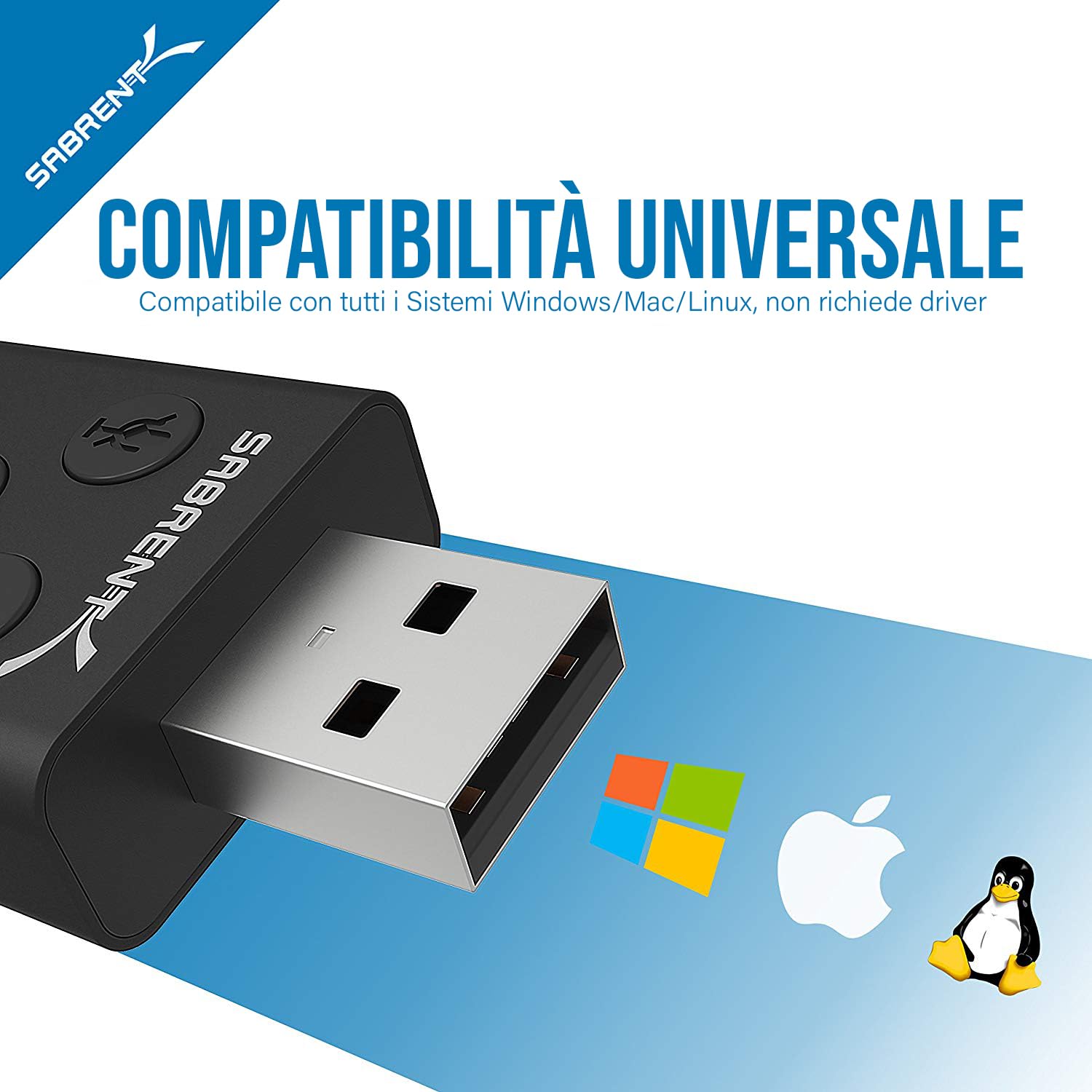 SABRENT Scheda audio USB cuffie e microfono per MAC e Windows, Adattatore audio presa USB, Plug & Play, Con pulsanti, per PS4, PS5, Windows e MAC Nessun driver necessario [Nero] (AU-DDAB)