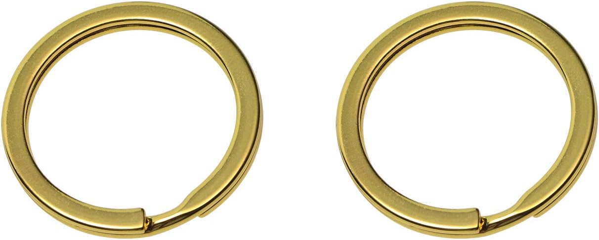 Shapenty Gold Metal Key Rings Flat Split Key Chain Part Connector Keyring Clip Keychain Clasp Holder for DIY Craft Project and Home Car Keys Organization, 2 Pack (Gold)