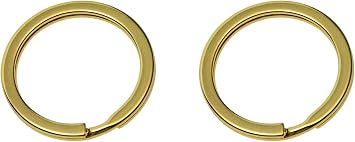 Shapenty Gold Metal Key Rings Flat Split Key Chain Part Connector Keyring Clip Keychain Clasp Holder for DIY Craft Project and Home Car Keys Organization, 2 Pack Gold