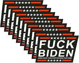10 Pack Fuck Biden Truck Sticker F Biden Decals 2021 Vote Political FCK Control Anti-Biden Bumper Sticker Laptop Bumper Decal Window Waterproof Decal Car Decoration
