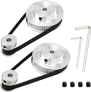 2 Kit GT2 Synchronous Wheel 20&60 Teeth 5mm Bore, Aluminum Timing Pulley with 2 pcs Length 200mm for 6mm Width Belt 3D Printer CNC Mechanical Drive(bore 5mm(2pcs a Set))