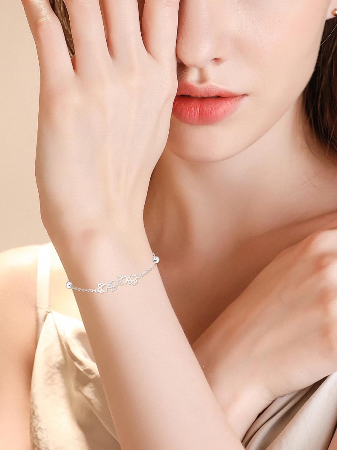Palpitate Cute Paw Print Bracelet Pet Bracelet 925 Sterling Silver Cat Dog Lovers Jewelry Gifts for Women