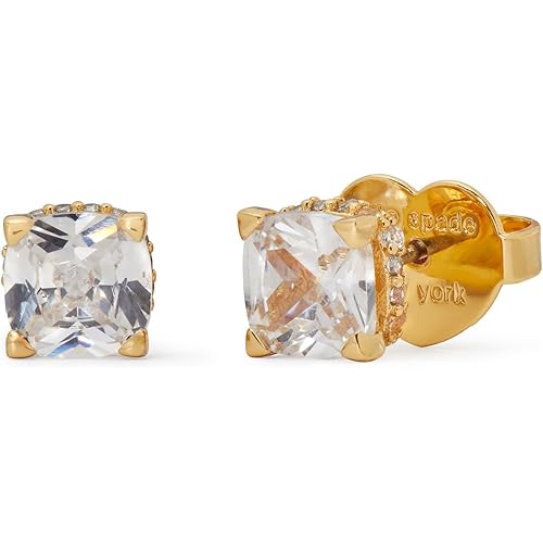 Kate Spade New York Womens 6mm Square Studs - Boxed Clear/Gold