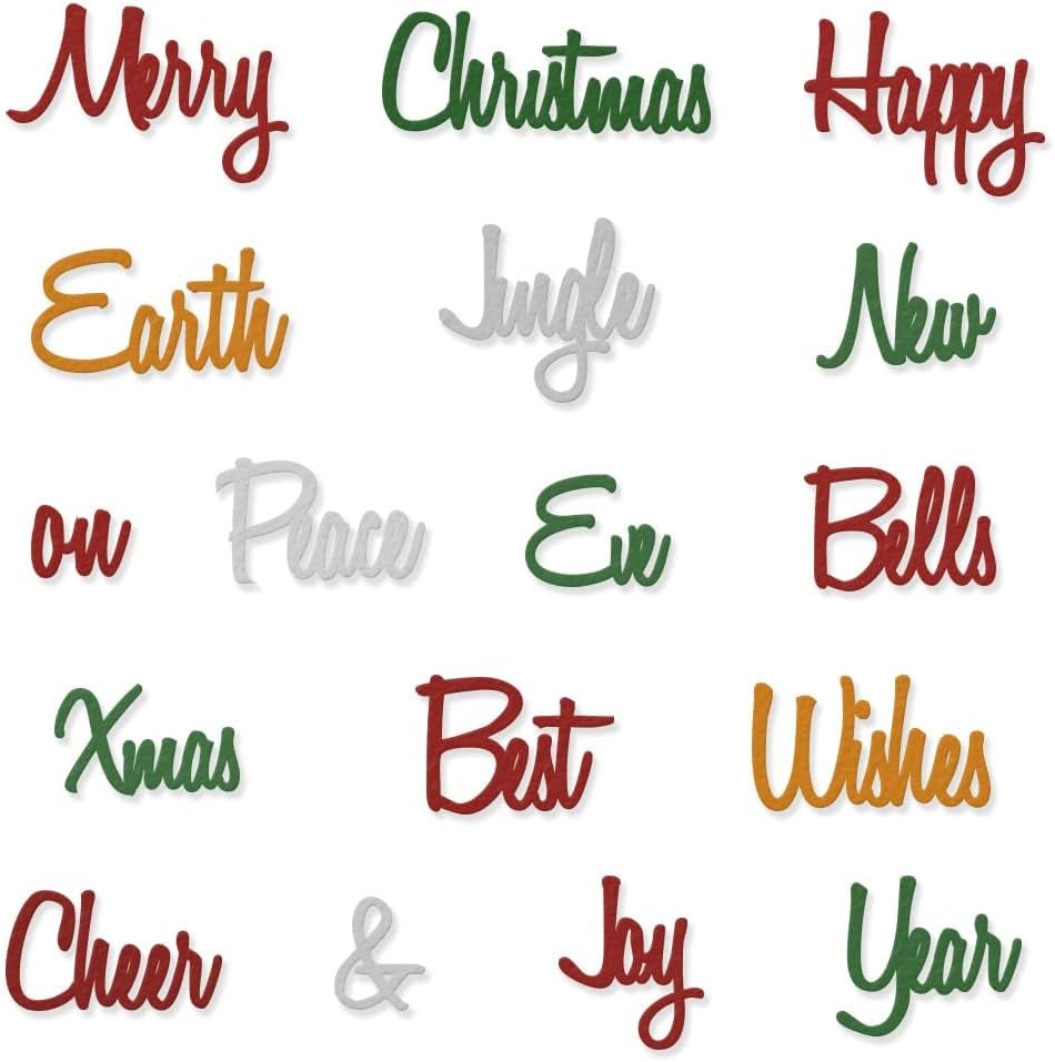Hying Happy New Year Words Metal Cutting Die for Card Making and Photo Album Decorations, Merry Christmas Letters Die Cut Holiday Alphabet Dies Stencils Embossing Template for DIY Scrapbooking Craft