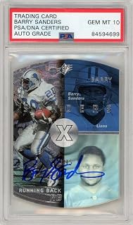 Barry Sanders 1998 Upper Deck SPX Autograph Card