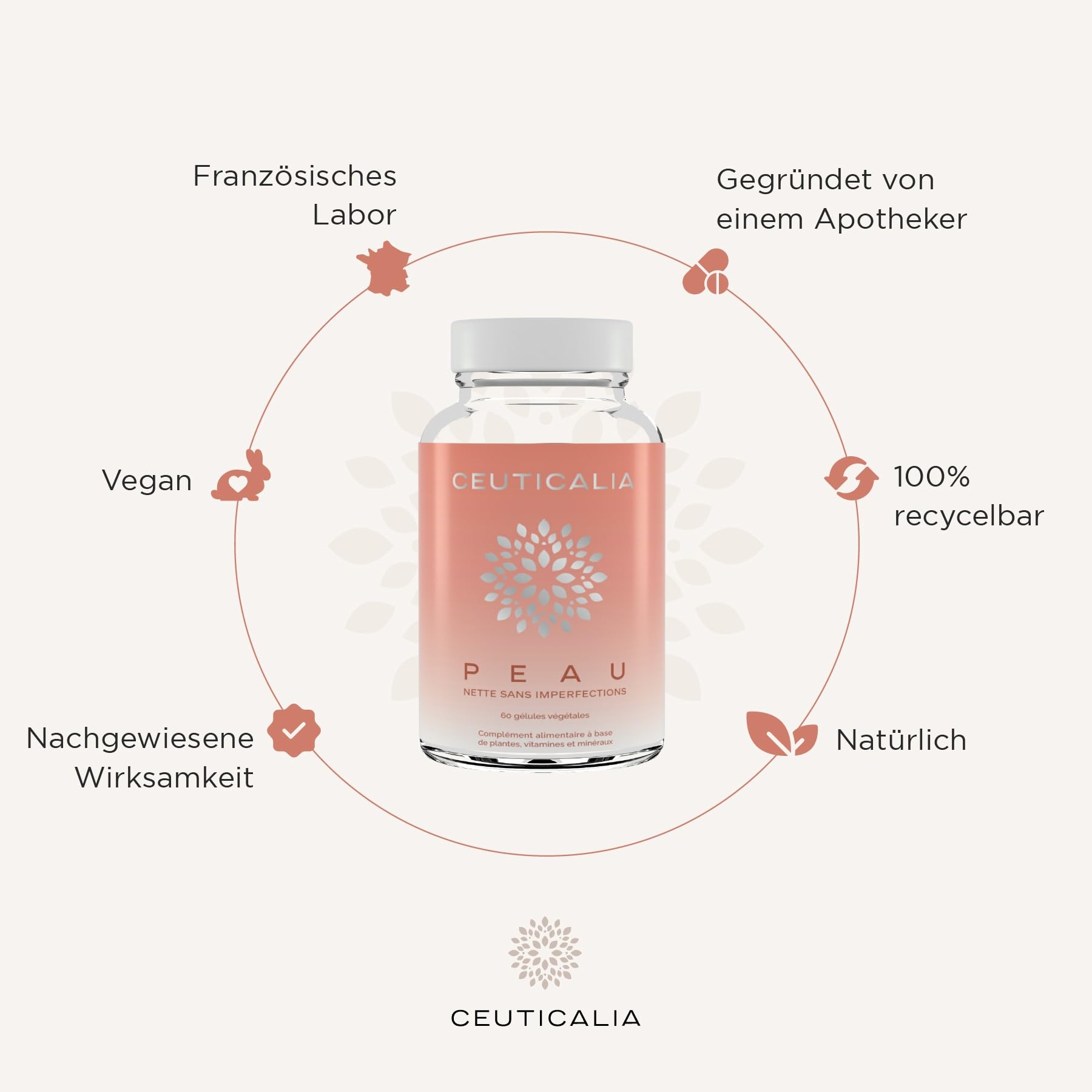 Nahrungsergänzungsmittel Haut - Akne, Mitesser, ölige Haut, Pickel, Unreiheiten Kapseln - Männer, Frauen - Zink, Vitamin A, Brennessel, Arctium, Schachtelhalm - 180 Kapseln, 90-Tage-Kur