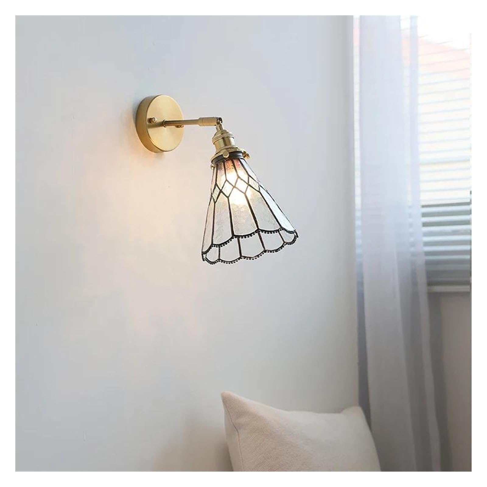 JYBNBBE Wall Sconces, LED Wall Lights Indoor Bedroom Decor Bathroom Clear Glass Copper Arm Bedside Lamp Sconce Modern Wandlamp,No Switch