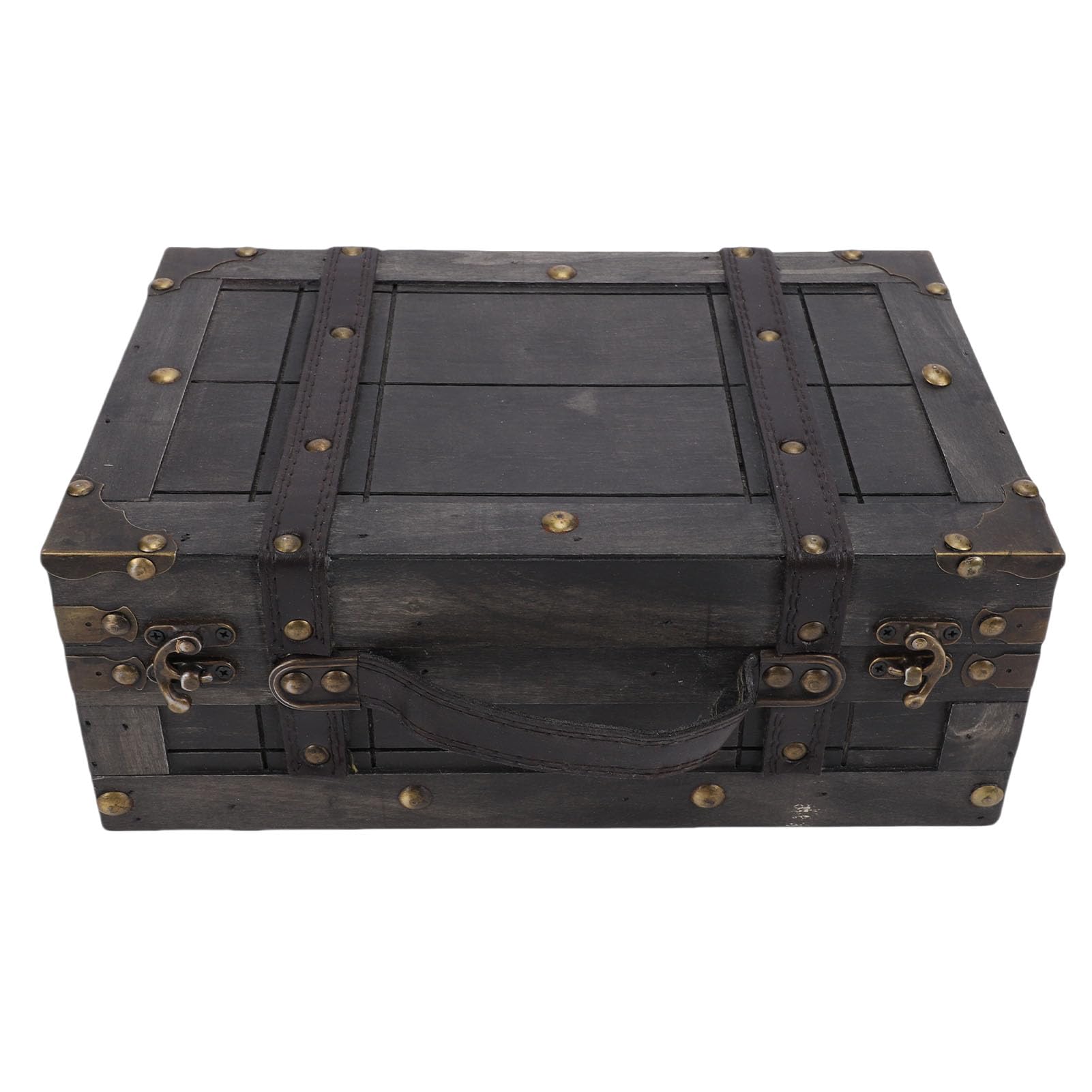 Fdit Coffre en Bois avec Serrure, Coffre de Rangement Vintage (1624B-01