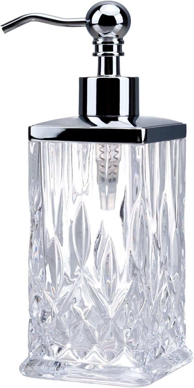 10Oz Amber Glass Soap Dispenser with Matte Black Pump,Lead-Free Thick-Cut Glass,Countertop Soap Dispensers for Bathroom & Kitchen,Square
