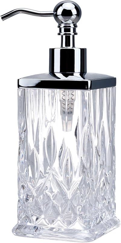Frasco dispensador transparente quadrado ZIVQEXMURL com bomba de vidro e metal, 295,74 mL