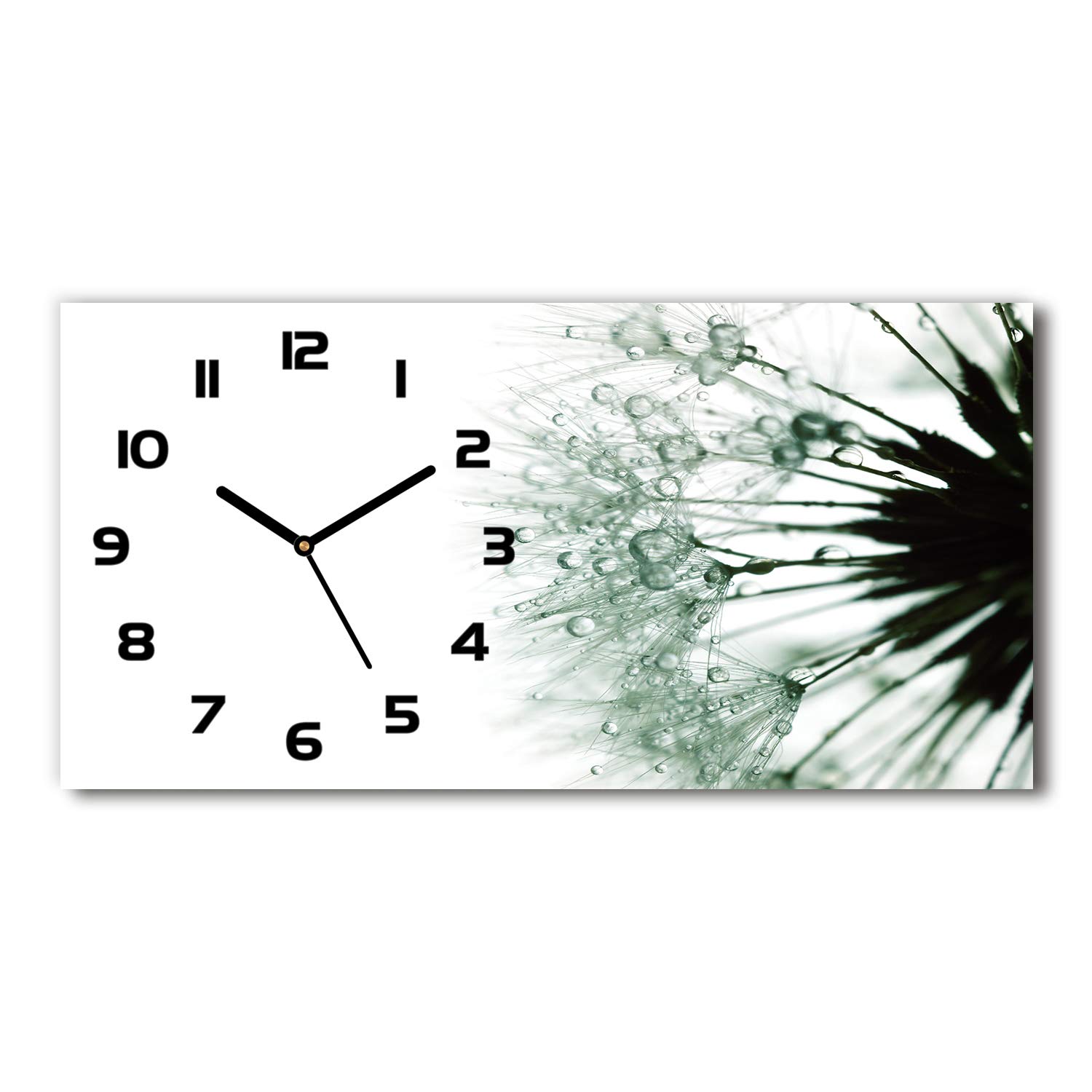 Horloge en verre 60x30 cm Tulup pissenlit noir sur pied design