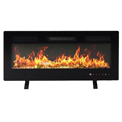 DUMOS 42" Freestanding Electric Fireplace, 1500W/750W Wall Mounted or Recessed Insert Fireplaces Heater with Remote Control,13 Adjustable Flame Color, 12H Timer, Touch Screen, Inky