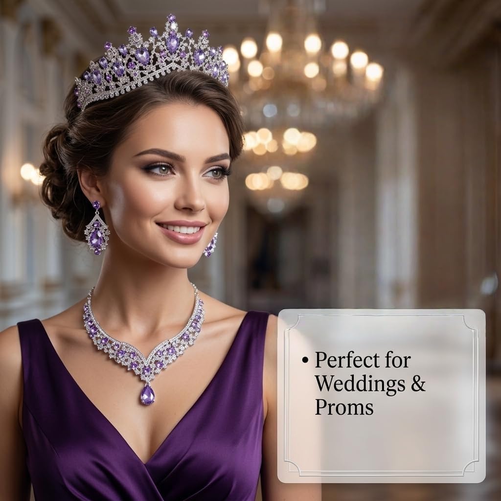Kamirola Tiaras and Crowns for Women,Tiaras Earrings Necklace, Crystal Bridal Jewelry Set, Costume Party Halloween Prom Pageant Jewelry for Women (TR22)