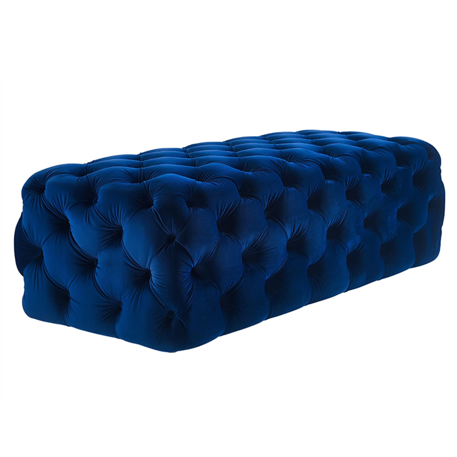 Tabouret repose-pieds velours bleu pour soulager vos jambes et embellir une entrée vide