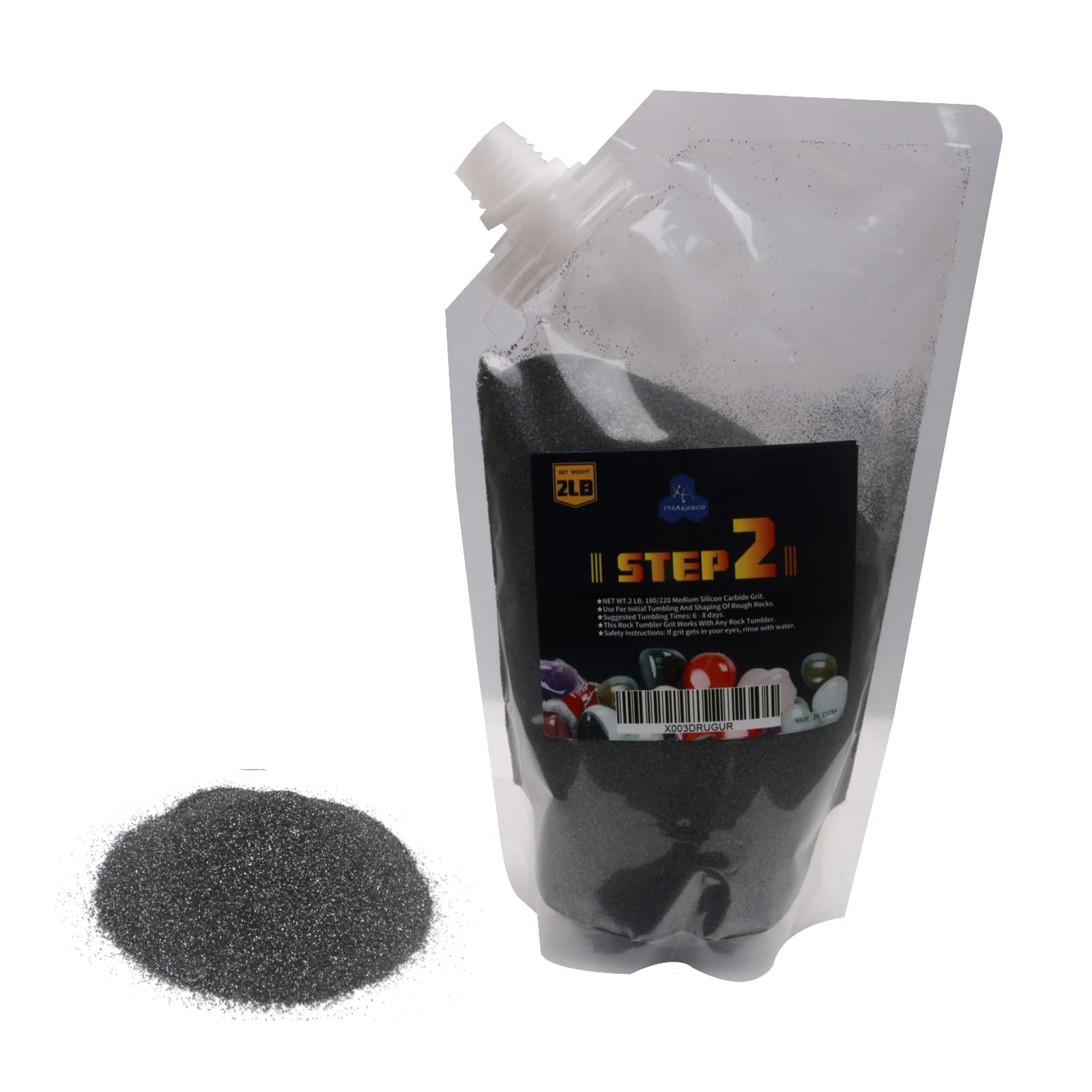 YHAspace 2 lb Tumbler Media Grit,Step 2 for Tumbling Stones,Rock Polishing Grit Media, 120/220 Medium Silicon Carbide Grit
