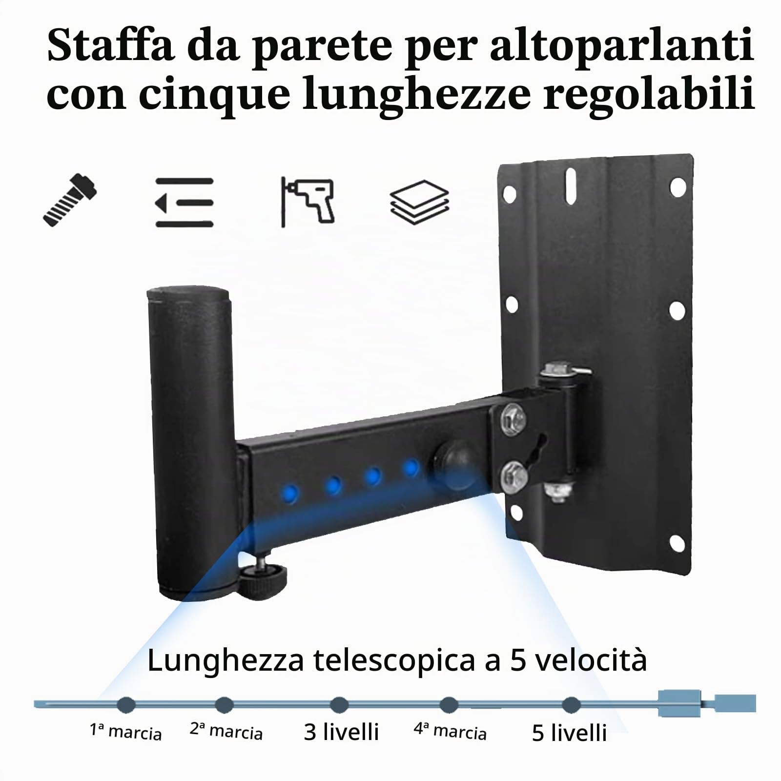 Supporto Per Altoparlante Da Parete In Metallo, 2PCS Scatole Per Altoparlanti A Parete Staffa Regolabile Supporto Per Altoparlante Per Montaggio A Parete Per Altoparlanti Universali Fino A 35 Kg