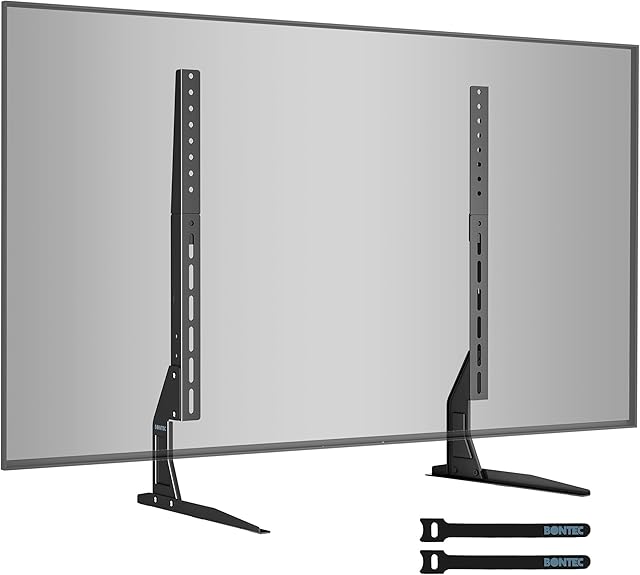 BONTEC Universal Table Top TV Stand Pedestal for 22-65 inch LCD/ LED/ OLED/ Plasma TVs, Replacement TV Stand Legs for Screen Monitor Riser, Securely Holds 50KG & Max.VESA 800x400mm