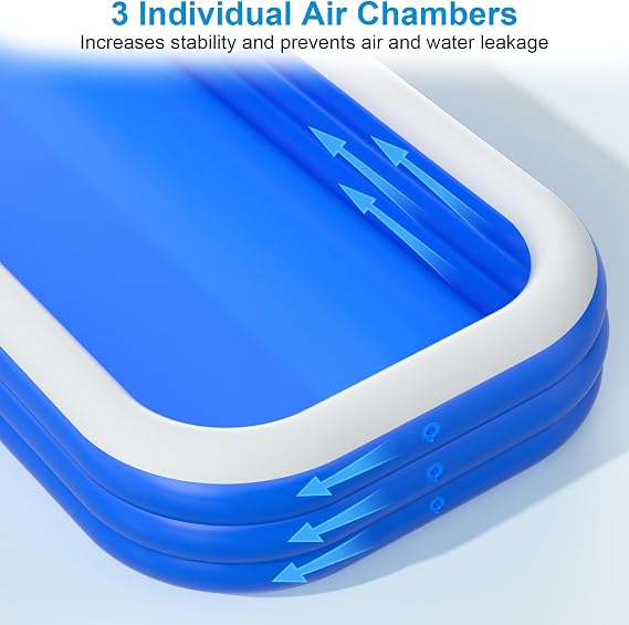 Extra Large Inflatable Swimming Pool for Adults - 180'' x 76'' x 22'' Extra Large Blow-Up Pool Oversized Thickened Family with Pump, 15FT Extra Long Inflatable Pools for Backyard, Easy Set Big Pool