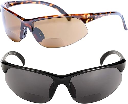 Mass Vision 2 pares de lentes de sol polarizados bifocales para hombres y mujeres 2 fundas de transporte de microfibra incluidas