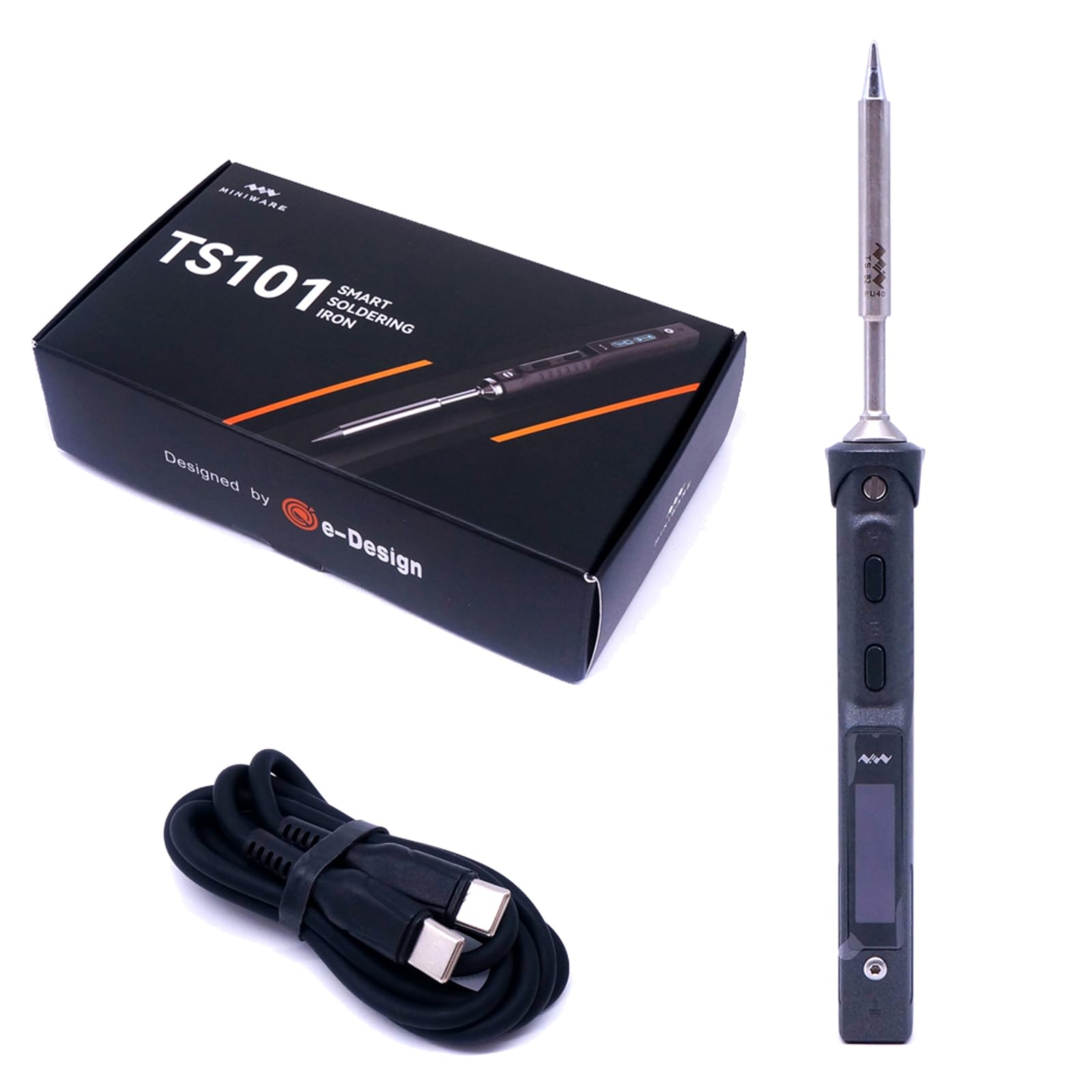 MINIWARE TS101 Soldering Iron Welding Machine B2 Tips Portable Digit DC5525 USB-C 65W Temperature Adjustable 50-400°C Original Digital OLED Programmable