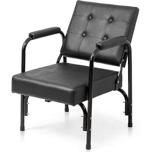 Winado Auto Recline Shampoo Chair, Adjustable Salon Barber Chair with Tilted Backrest, Heavy Duty Spa Beauty Equipment for Shampoo Bowl, Hair Stylists, Tattoo Artists, Cosmetologists, Black