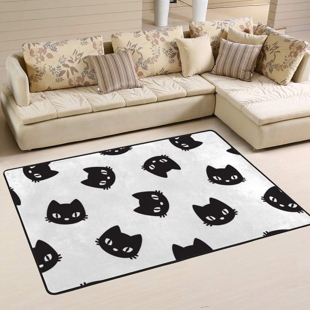 Tapis de grande taille chat Halloween en microfibre shaggy pour salon et chambre