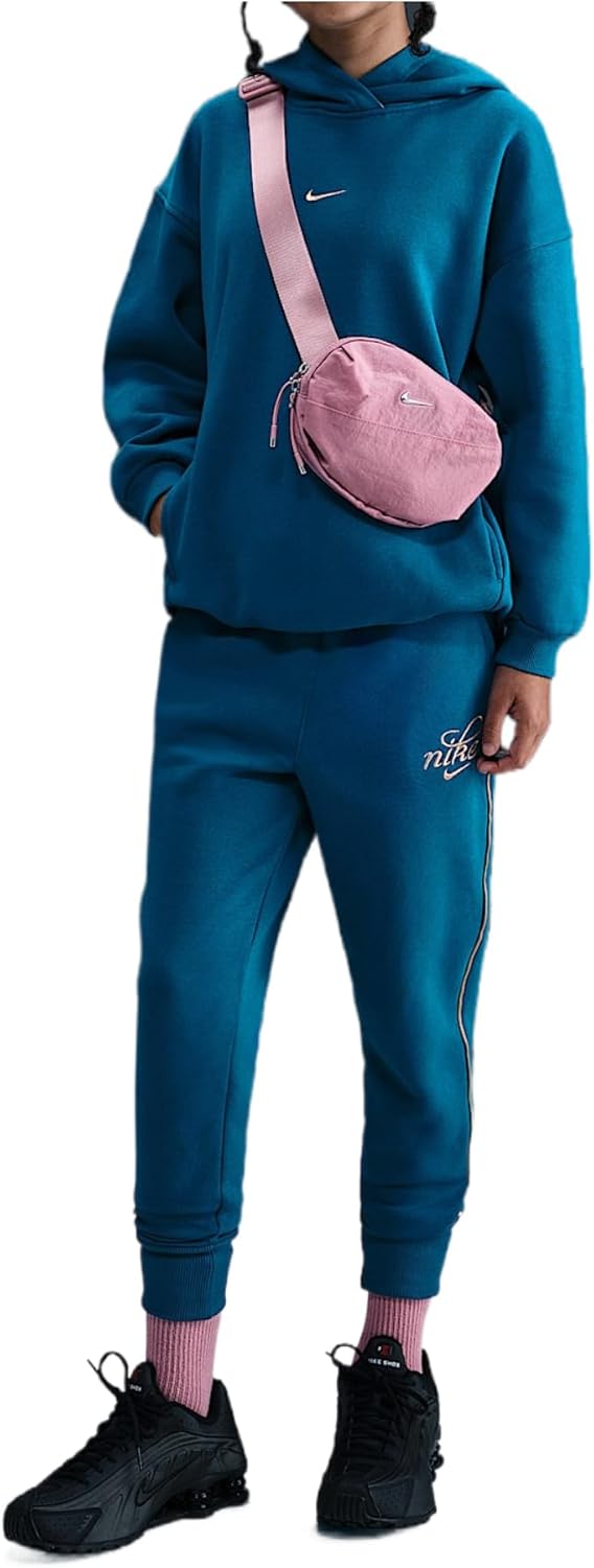 Nike Sportswear Club Fleece Big Kids' (Girls') Oversized Hoodie (Green Abyss/Mead Gold/Metallic Gold)