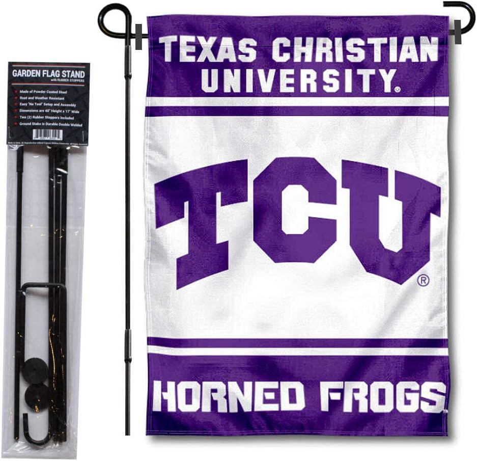 Texas Christian Horned Frogs Garden Flag with Stand Holder