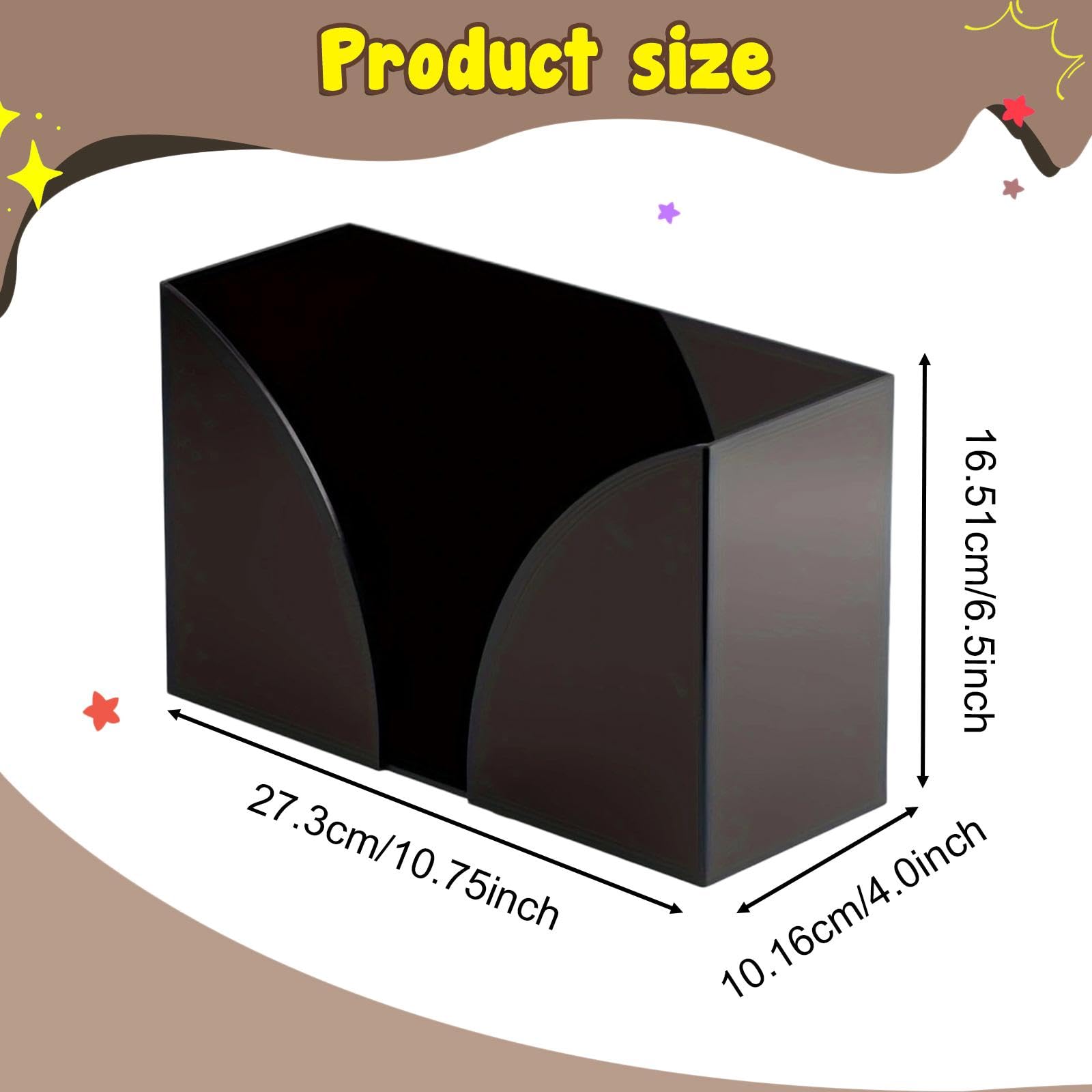 Porte-Serviettes Acrylique Distributeur de Papier Stand Organiseur Simple Fonction Résistant Au Chocs pour Restaurant Cuisine Salle de Bains Salon Bur, Noir