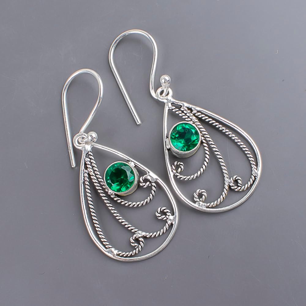 Handmade Oxidized 925 Sterling Silver Drop & Dangle Earrings Lightweight Boho Chic Gemstone Jewelry For All Occasion