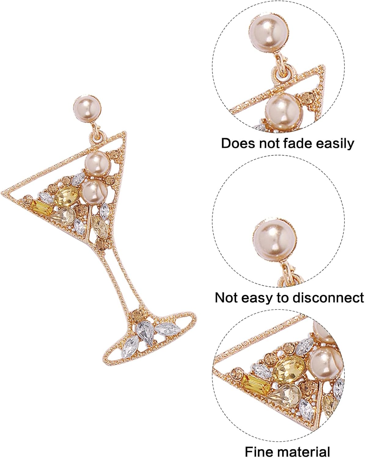 Martini Earrings for Women Cute Dangle Earrings Trendy Fun Statement Cocktail Earrings Martini Wine Glass Dangle Earrings Champagne Margarita Espresso Martini Party Decor Gifts for Holiday Christmas - Image 3