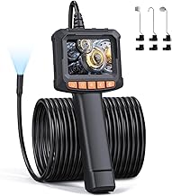 Endoskopkamera mit Licht 15M/50FT, QIMIC Endoskop IP67 HD Rohrkamera Kanalkamera mit 8 LEDs, 2.4" IPS Bildschirm Inspektionskamera Livebild mit 2X Zoom Halbstarres Kabel 50FT, 2000mAh Akku