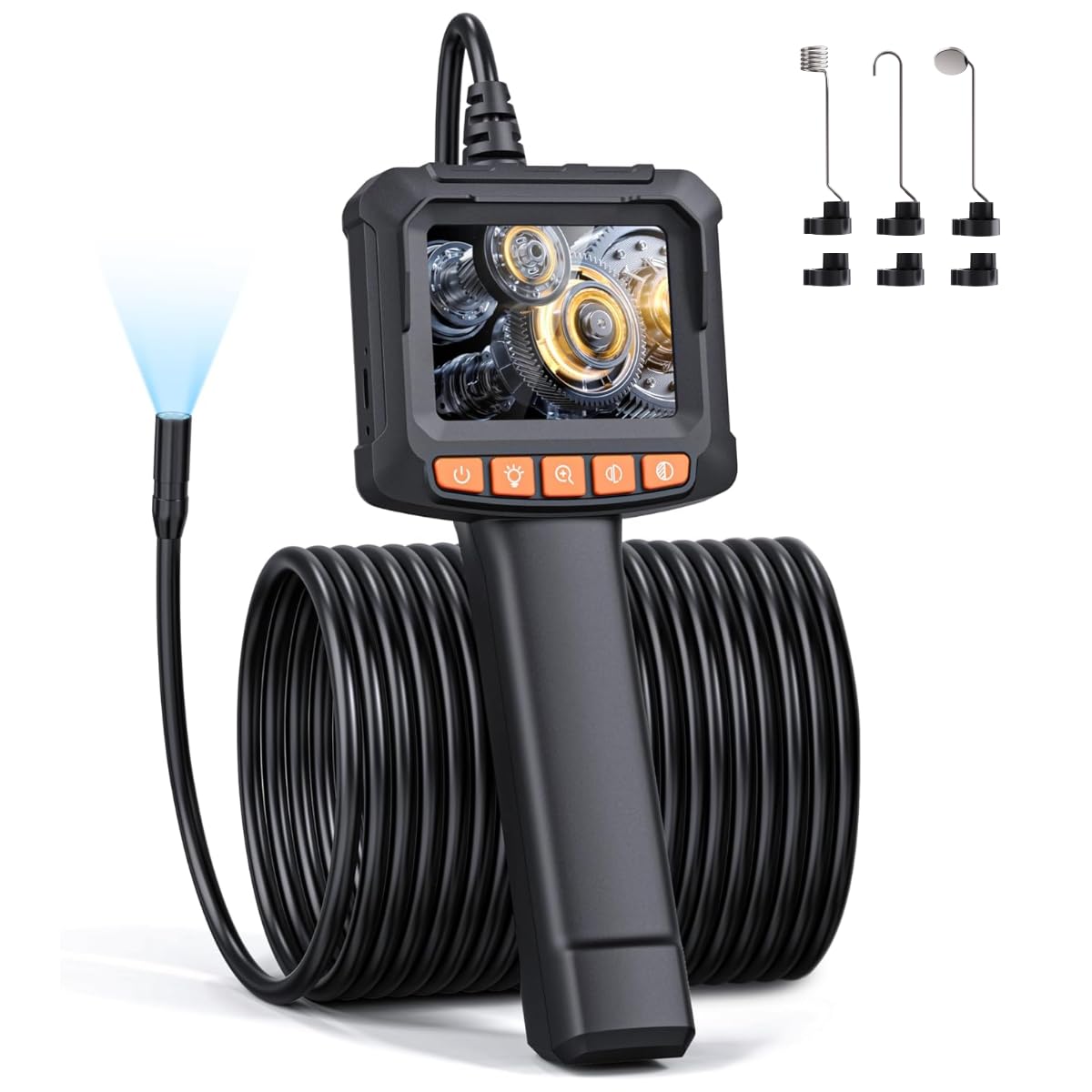 Endoscopio Camara de inspeccion, Qimic IP67 Impermeable endoscopio, Camara inspeccion tuberias con 8 Luces LED, Camara endoscopica, 50ft/15 m Cable Semi-Rígido