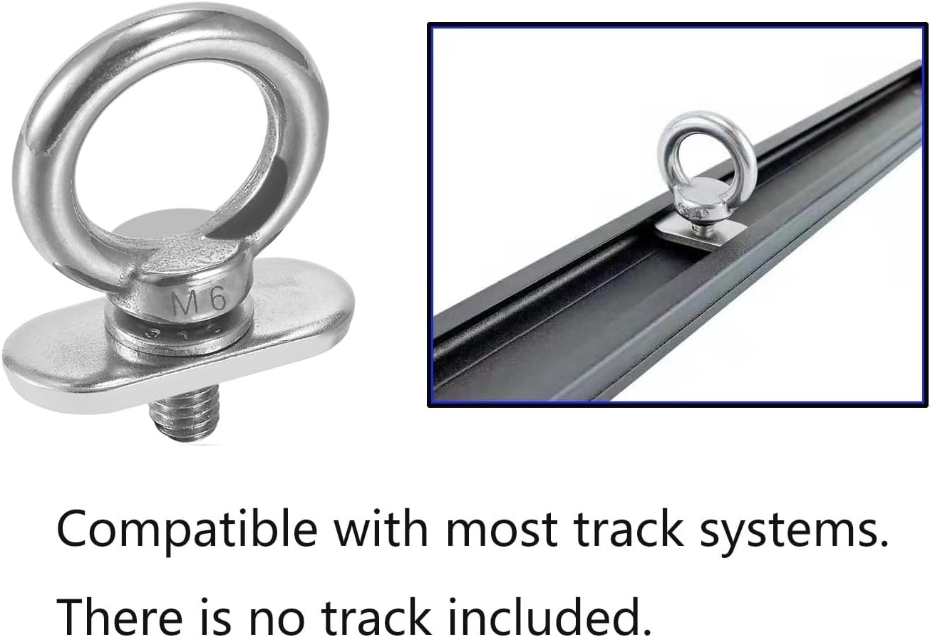 Track Mount Tie Down Eyelets,Kayaks Track Accessories, M6 Bolt, 316 Stainless Steel(6 Pcs)