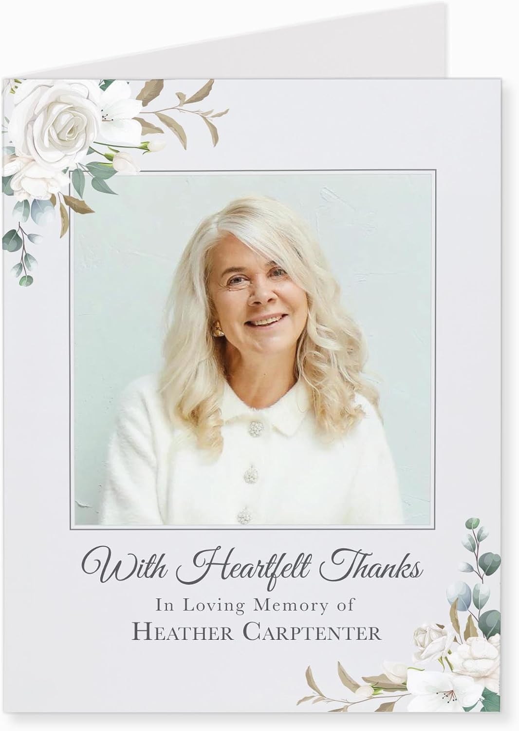 Sympathy Thank You Photo Cards, Personalized Folded Memorial Thank You Notes with Envelopes - Custom Acknowledgement Cards to Honor a Loved One - 4.25x5.5 (Folded Card)