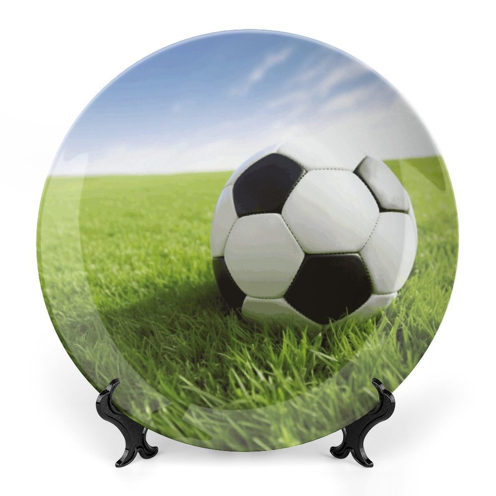 Assiette décorative en porcelaine football, un objet d'art pour console