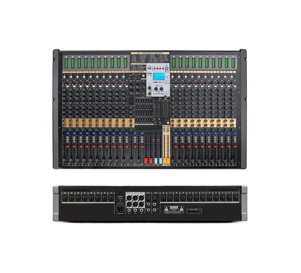 Mixer Audio, Mixer a 24 canali, Effetti DSP e Doppia Console di missaggio for regolazioni EQ a 7 Bande per Studio di Karaoke, Streaming e Registrazione
