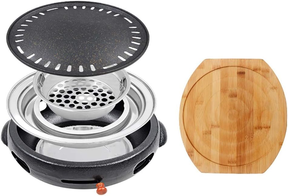 Portable BBQ Grill, Korean BBQ Grill Cast Iron 32cm x 10cm Multicolor Pack of 8 for 4-6 People(E)