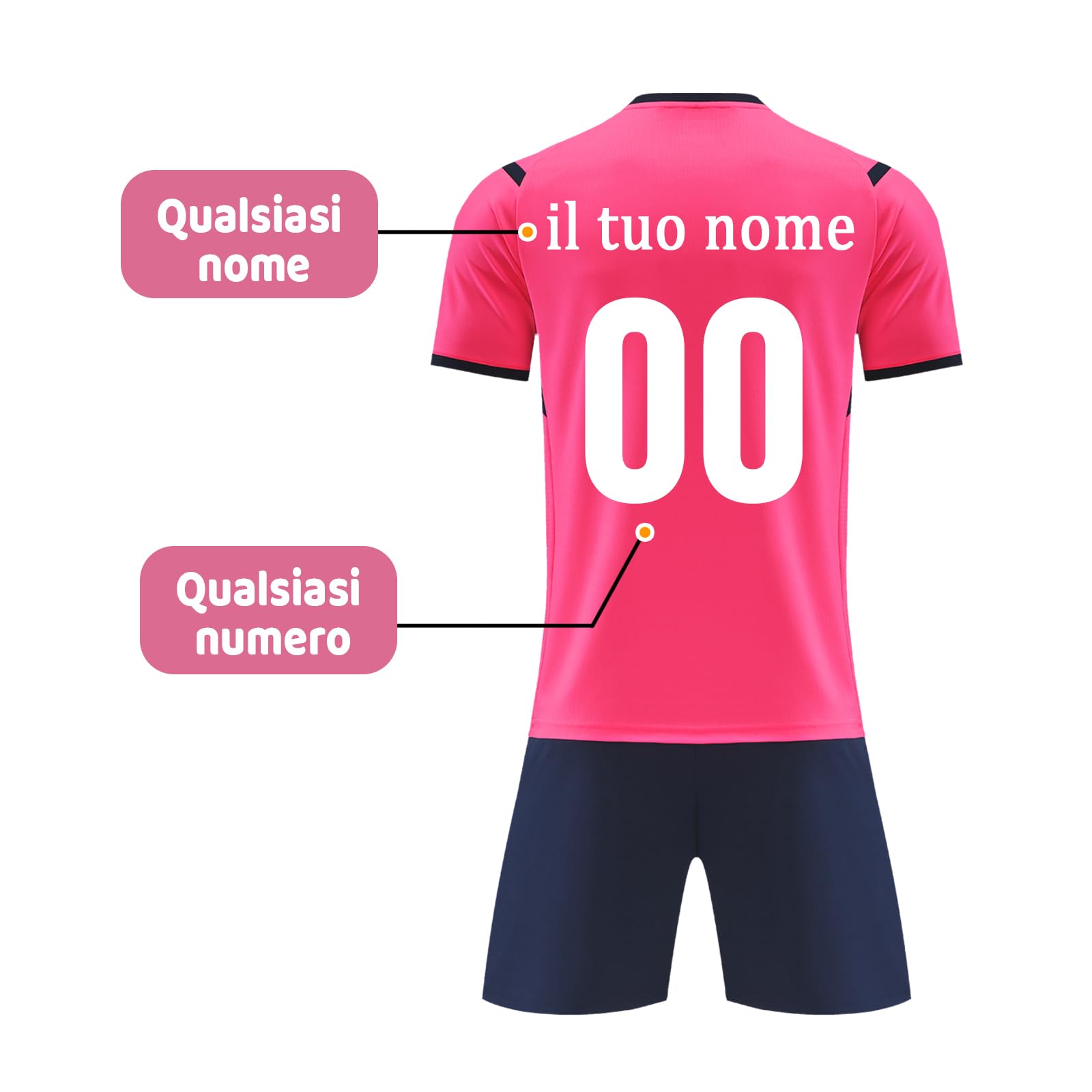 Set da Calcio Rosa Personalizzabili, Maglie da Calcio Personalizzate per Adulti e Bambini, Regali Personalizzati