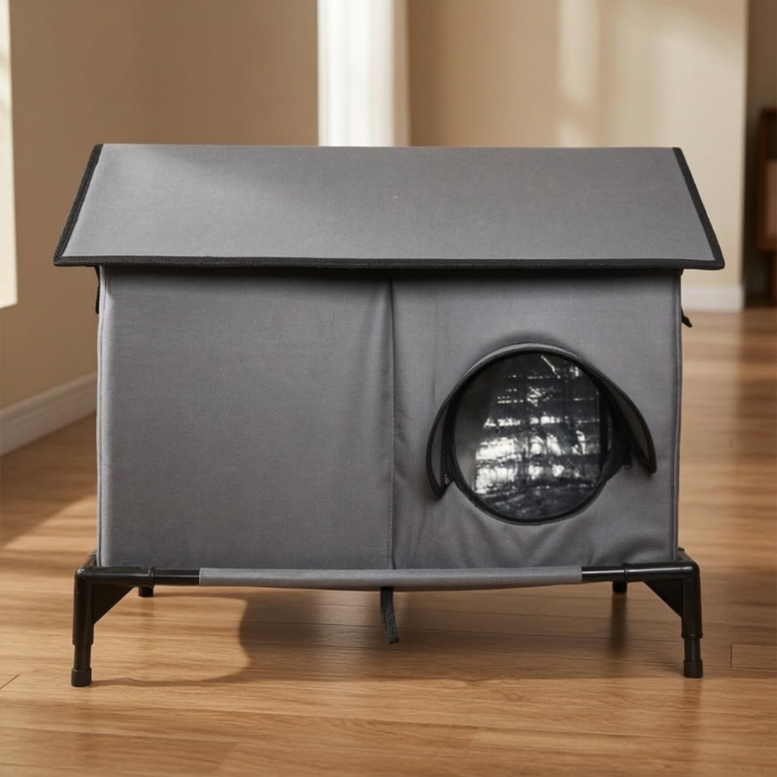 Niche pour Chat Facile à Installer Abri, Gris