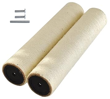 Cat Scratching Post Replacement Parts for Cat Tree , Sisal Rope Scratcher Post Refill , Cat Scratch Posts Refills Pole for Indoor Kittens and Large Cats with Screw (Refill Pack, M8 Screw Upgrade_2pcs)