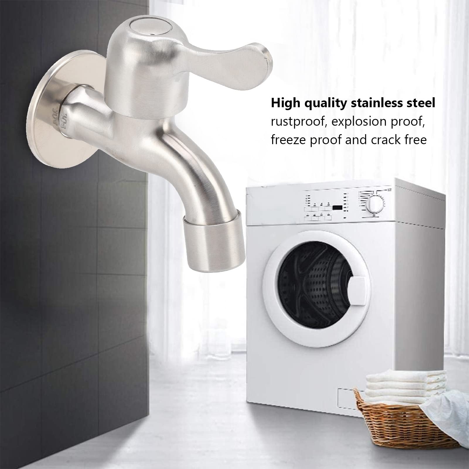 Washing Machine Tub Tap Faucet Wall Mounted Touch On Faucets Bathroom Sink Faucets Parts Single Cold Water Tap — view 5