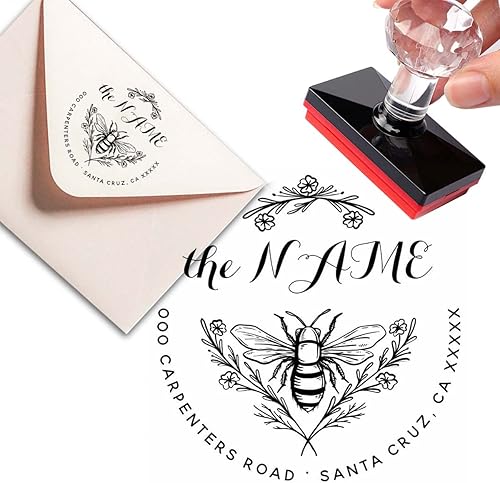 Stamphoney Bee - Almohadillas de tinta para apellido, diseño rústico, para siempre, nombre de boda, sello personalizado