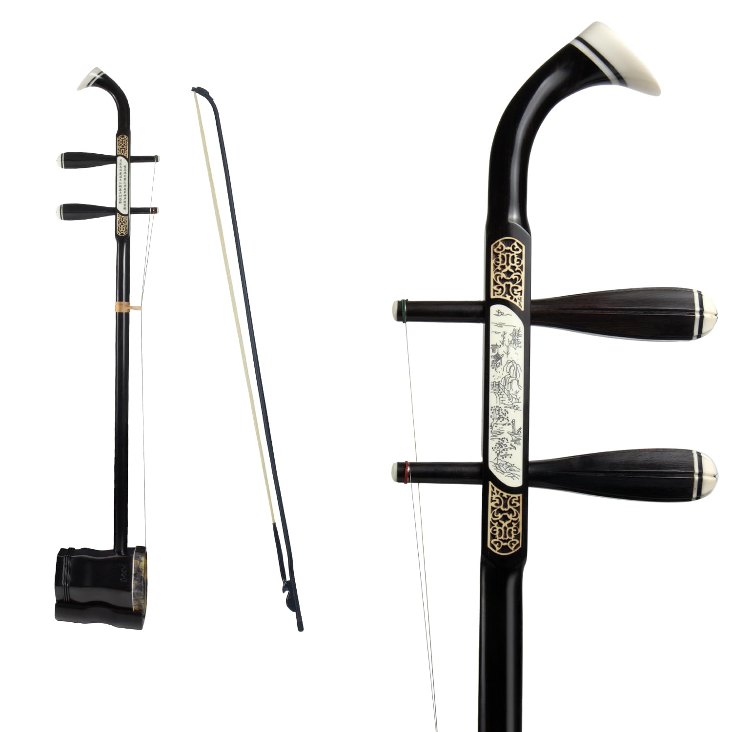 Ebony Erhu - Violín chino de 2 cuerdas hecho a mano profesional, adecuado para principiantes, adultos y artistas profesionales