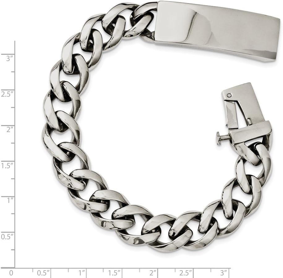 Stainless Steel Polished with ID Plate Bracelet (13mm)