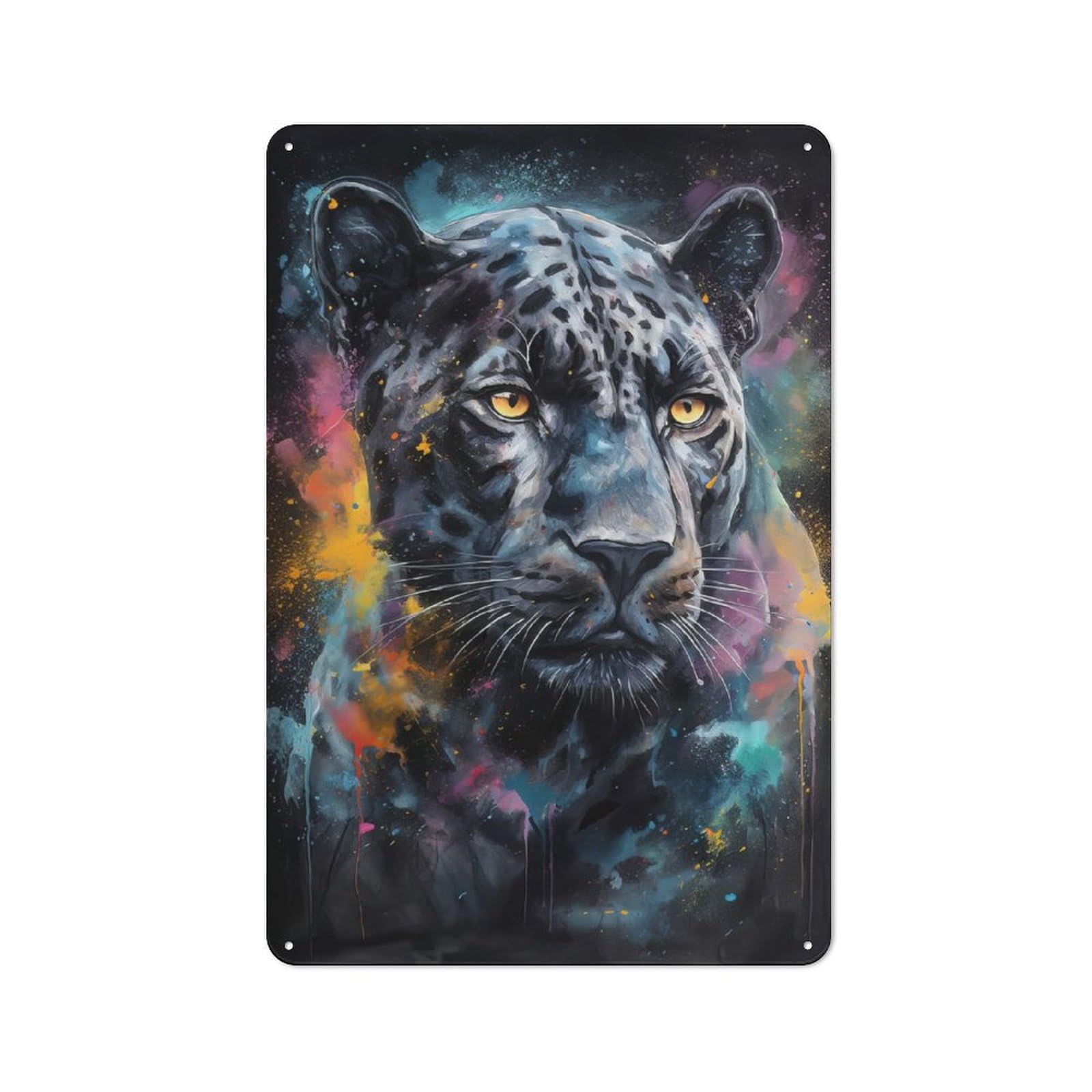 Junmoney Black Panther Painting Retro Metal Wall Sign 30X20cm With For Home Bar Wall, A Housewarming Gift For Hosts Who Enjoy Retro Interiors