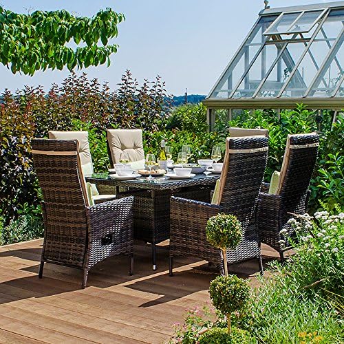 Nova Ruxley 6 Seat Outdoor Rattan Dining Set 1.5m x 1m Rectangular
