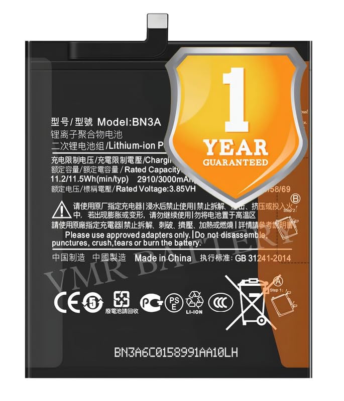 Image of Original BN3A Battery Compatible for Xiaomi Redmi Go (M1903C3GG, M1903C3GH, M1903C3GI) - (3000mAh) - 1 Year Warranty K7