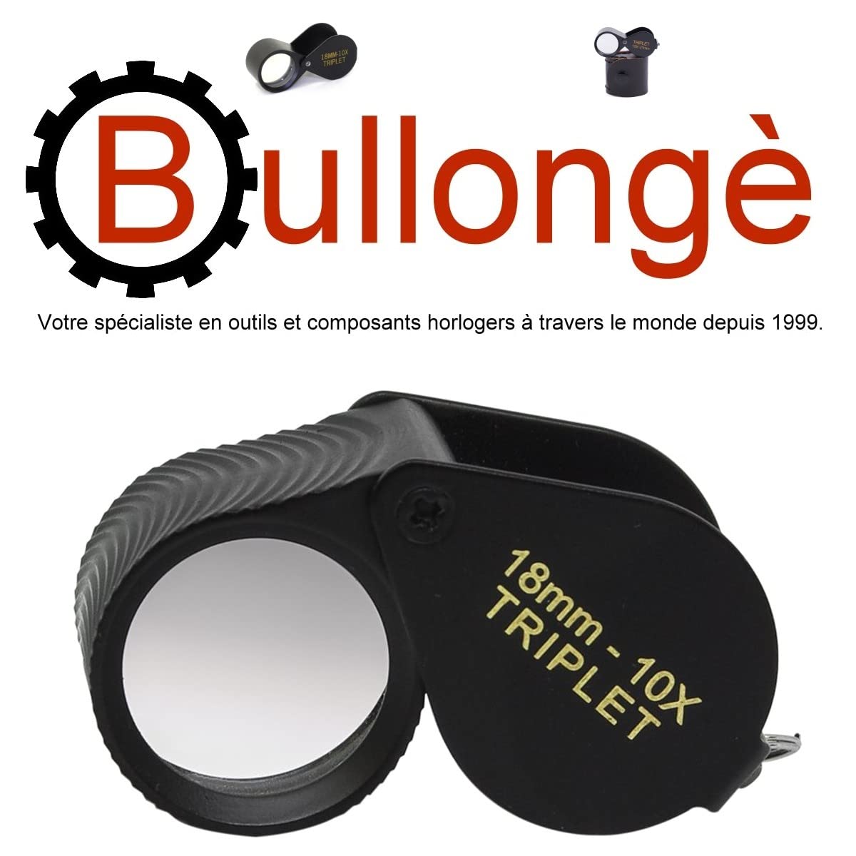 Loupe pliante BULLONGÈ STUN-BLACK loupe triplet 18mm 10x