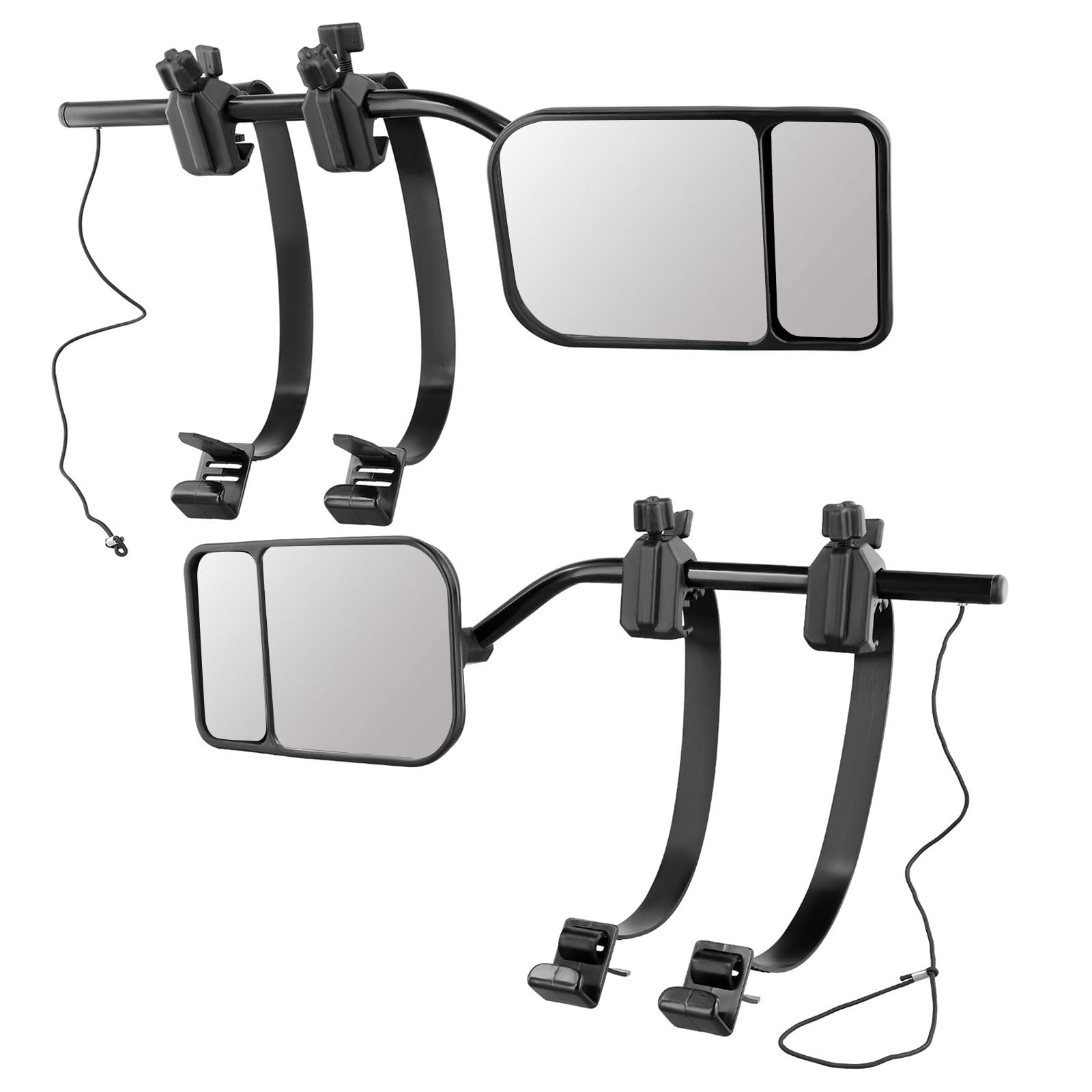 2 extensores de remolque reducidos de reflexión, configuración simple para una mejor perspectiva trasera, vidrio de polipropileno permanente para coche